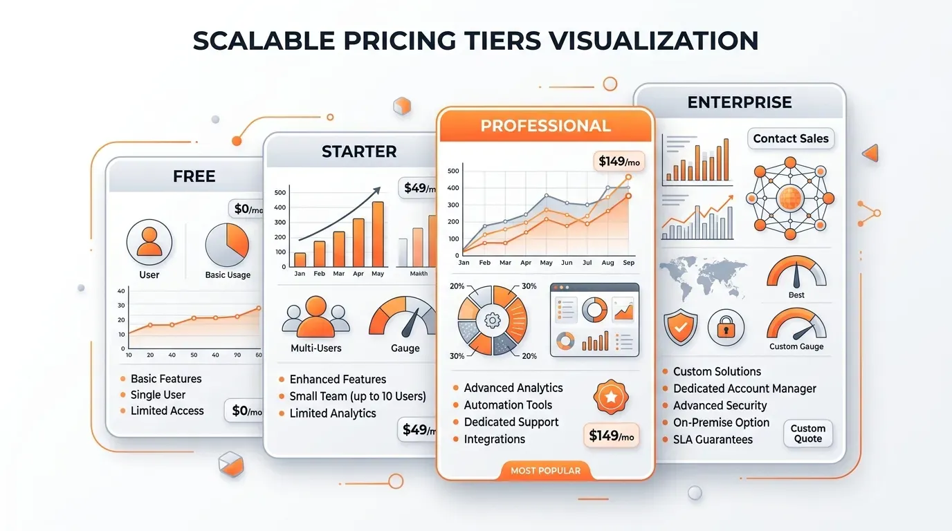 HubSpot pricing tier comparison interface on a laptop screen
